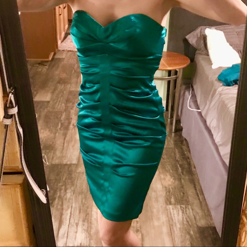 Silky green cocktail dress, size 5